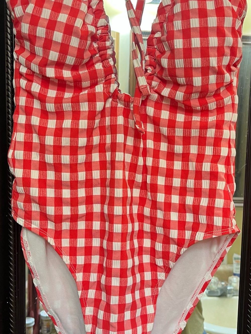 Wild Fable Red and White Gingham One-Piece Swimsuit XS